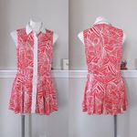 Premise Blouse Floral Collared Sleeveless Top Red & White Shirt Size L Photo 7