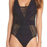 Becca New.  black lace crochet swimsuit. Medium. Retails $145 Photo 0