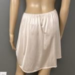 Vintage Sears Half Slip Size Large Short Length Nylon Beige Blush Lace Trim Slit Photo 3