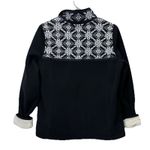 LL Bean Black White Fair Isle Full Zip Sweater Fleece Jacket Pockets Size SMALL Photo 5