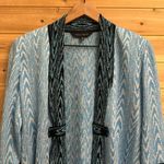 Ming Wang  Size Small Petite Blue & Black Abstract Zebra Open Front Cardigan Photo 1