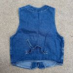 Vintage 90s A.J. Blue Denim White Paisley Embroidered Dress Vest Country LARGE Photo 3