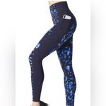 Sweaty Betty  Power Full Length High Waisted Printed Navy Legging Sz L NEW Photo 1