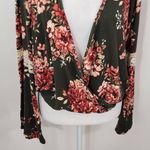 Charlotte Russe Pink and Green Floral Top NWT Size Large Green Wrap Look Top Photo 2