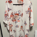 Feathers Floral Open Kimono Cardigan White Size M Photo 0