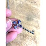 Silver Key Pendant Necklace With Purple Gemstone Accents & Chain Photo 5