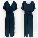 Vetta Womens Quiet Luxury Minimalist Wide Leg Wrap Cape Jumpsuit Size 4 Black Photo 2