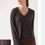 Athleta  Brown Crop Long Bell Sleeve Harmony Hoodie Knit Top Size XXS Photo 0