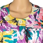 Coldwater Creek  abstract colorful floral buttoned jacket w/Pockets Size 12 EUC Photo 1