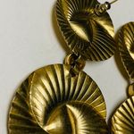 H.I.P. Gold Tone Retro Disc Pierced Dangle Earring Geometric Swirl Gypsy Vibe VTG Photo 13