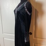 BLACK VELVET OPEN COLD SHOULDER SPARKLE DRESS WITCH COSTUME Photo 3