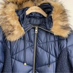 Guess Navy Faux Fur Hooded Puffer Coat XL Photo 3
