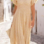 NEW Lascana Taupe Yellow Floral V Photo 0