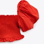 ZARA NWT  PUFF SLEEVE CROP TOP RED BLOGGERS FAV SMOCKED Photo 7