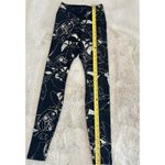 Nike Womens XS Leggings Black Silver Metallic Floral Mid Rise Running Photo 12