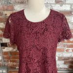Madewell  Floral Lace Shift Dress 4 Scallop Red Short Mini Formal Cocktail Dress Photo 1
