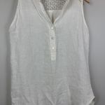 Laura Bianchi Linen Top Women's L White Crochet Lace V Photo 3