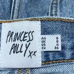Princess Polly Women Blue High Waisted Raw Hem Cut Off Denim Jean Shorts Size 4 Photo 3