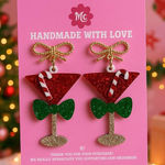 Cute Christmas Martini Earrings πΈπ Girly Holiday Aesthetic Jewelry Photo 0