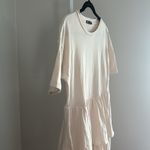 ZARA  Cream Tiered Ruffle Short Sleeve Midi Dress 100% Cotton Size Large Photo 2