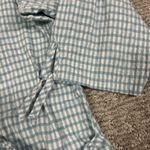 Habitat Top Womens XXL Shirt Aqua White Gingham Relaxed Oversized Blouse Pockets Photo 3