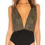superdown  Niko Deep V Bodysuit in Gold XS Photo 0