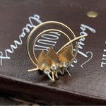 Vintage Gold Tone CZ Floral Leaf Brooch 1970s Photo 3