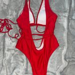 SheIn Red Cut Out One Piece Photo 2