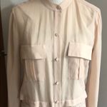 BCBGMAXAZRIA Long sheer n lace button up tunic blouse Photo 1