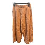 ASOS Tan Linen Blend Pleated Cropped Wide Leg Pants Casual Womens‎ Photo 3