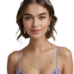 Gold Vermeil Sterling Silver Necklace With Cubic Zirconia Stones 18" Jewelry Photo 1