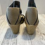 Charleston Shoe Co. Women's Espadrille Wedge Sandals Navy Tan Size 7M Stretch Blue Photo 3