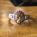 Natural Red Sapphire Yellow Zircon Sterling Silver Ring Size 6 Photo 0