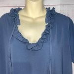 Umgee  Dusty Blue Ruffle Hem Boutique Blouse | Women’s Large Photo 1