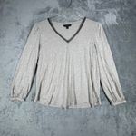 Ralph Lauren Lauren  Black Label Top‎ Womens L Beige Long Sleeve V-Neck Blouse Photo 1