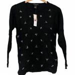 Investments NEW PETITE Black Beaded Bead Holiday Rayon Crewneck Sweater PS SP Photo 0