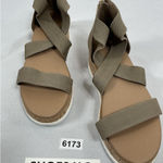 Torrid Womans Wedge Platform Sandals 11W Tan Open Toe Strappy Back Zip Photo 0