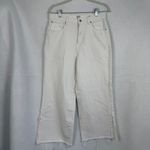 Kensie The Wide Leg White Denim Cropped Raw Hem Split Ankle Petite Friendly Size 6/28 Photo 1