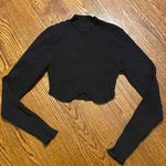ASOS  Design Black Knit Scalloped Crop Mock neck Long Sleeve Sweater Photo 0