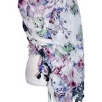 Kitara Purple and White Floral Print Wrap Scarf with Tassels NWT One Size Photo 0
