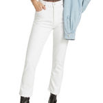 AGOLDE Women’s Riley Crop Straight Leg Sour Cream White Denim Jeans Size 28 Photo 0