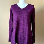 LOGO By Lori Goldstein  Purple Marled Knit Shark-bite Sweater Sz S Photo 0