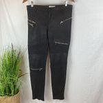 ZARA  Black Celebrity Faux Suede Biker Moto Zip Skinny Jeans S Photo 1