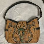 Western Bronze Floral Buckle Conceal Carry Shoulder Bag Tan Photo 0