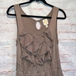 Anthropologie Ric Rac Anthropology Dress Womens Small Sleeveless Fit Flare Ruffle Cocktail tan Photo 5