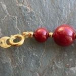 Vintage Japan Red Plastic Floral Beaded Necklace Photo 4