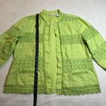 Chico's 100% Linen Crochet Trim Open Front Jacket Size L/12 Colorful Vacation Photo 7
