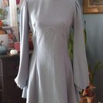 Boohoo  Dusty Blue Bust Detail Blouson Long Sleeve Jersey Skater Dress NWT Photo 1