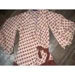 Indie Ella ANYA Butterfly Sleeve Silk Wrap Dress spring floral ruffle boho Brown Size M Photo 3