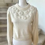 & Other Stories &Other Stories Cream White Knit Floral Embroidered Crewneck Sweater Photo 0